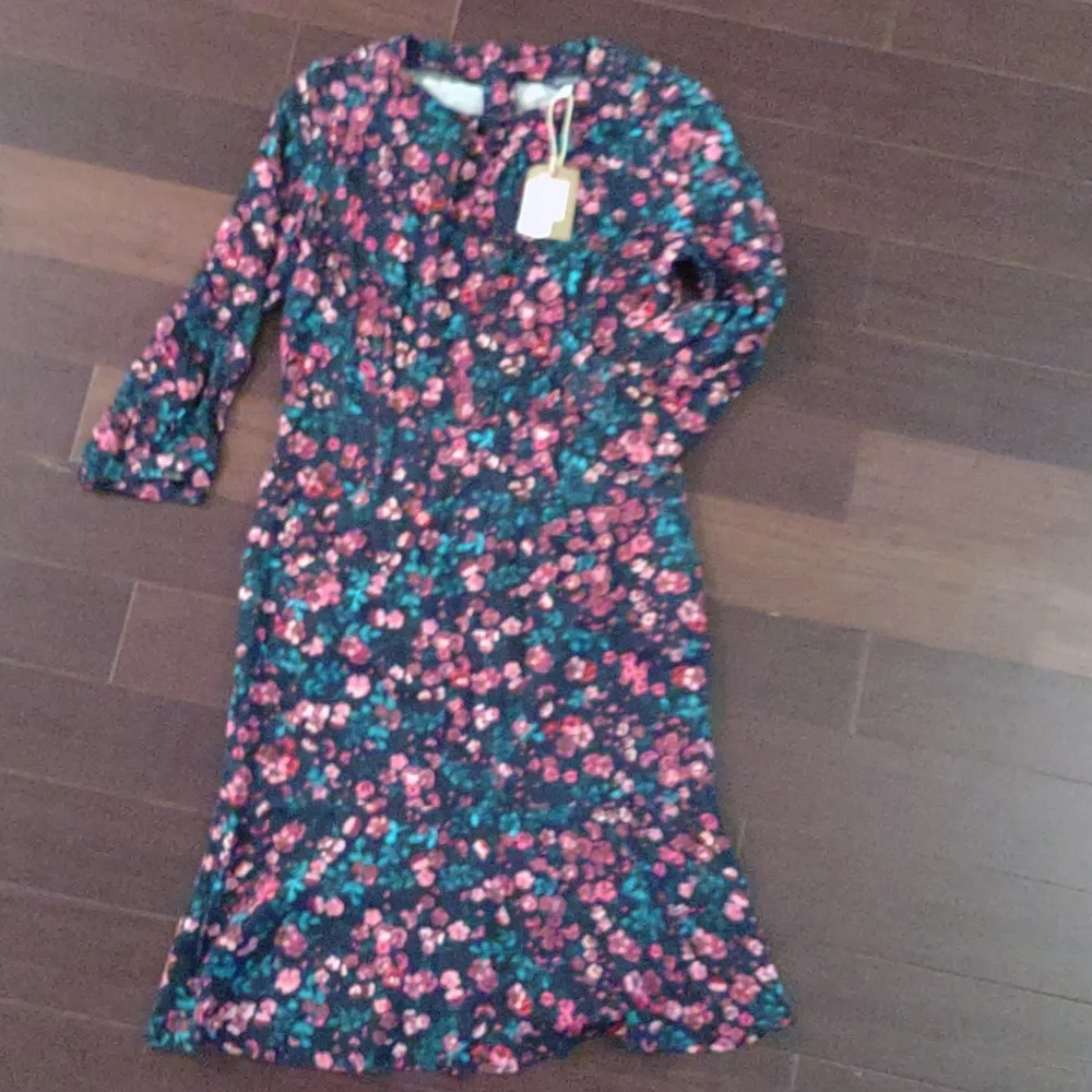 Joules pink and blue floral dress size 6 ruffle bottom - Picture 1 of 5
